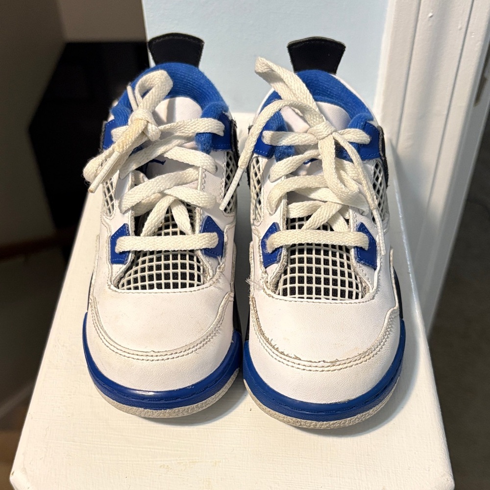 Jordan Kids White and Blue Sneakers